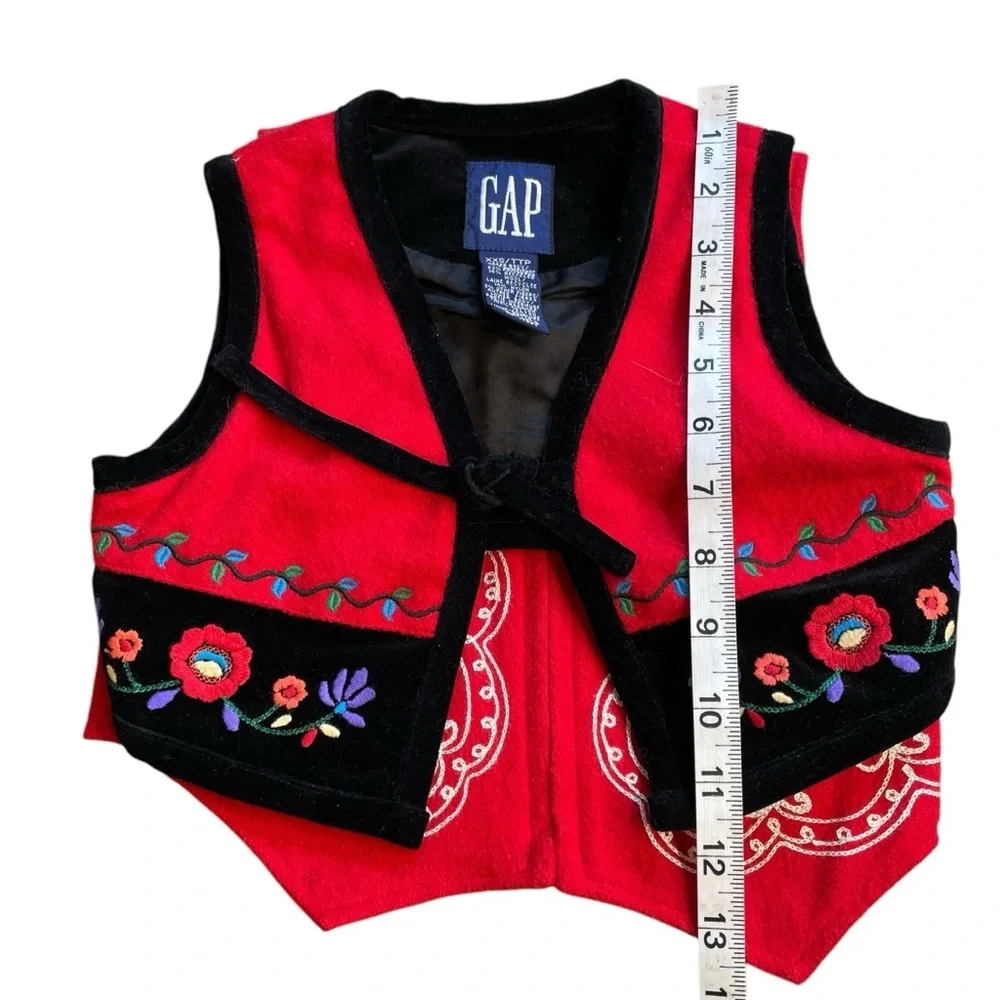 Gap Youth XXS Folk German Swiss Vest Wool Blend Embroidered Lot Of 2 Vintage
